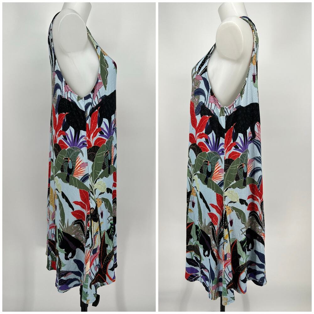 FARM Rio Tropical Halter Mini Dress XL Jungle Print Pockets Monkey Toucan Anthro - Picture 2 of 12